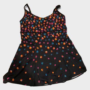 Longitude Floral Swimsuit Dress Plus Size Swim Size 14